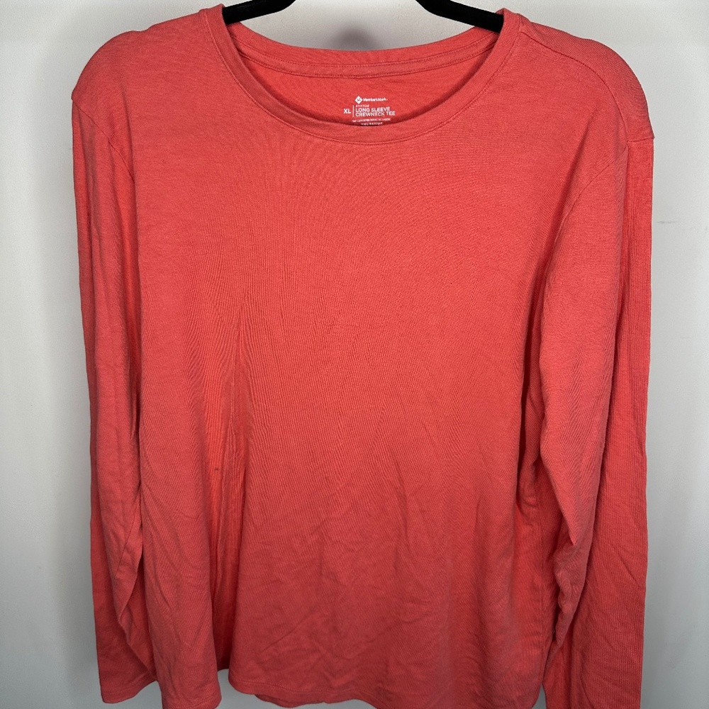 Members Mark Coral Crewneck Long Sleeve-Size XL